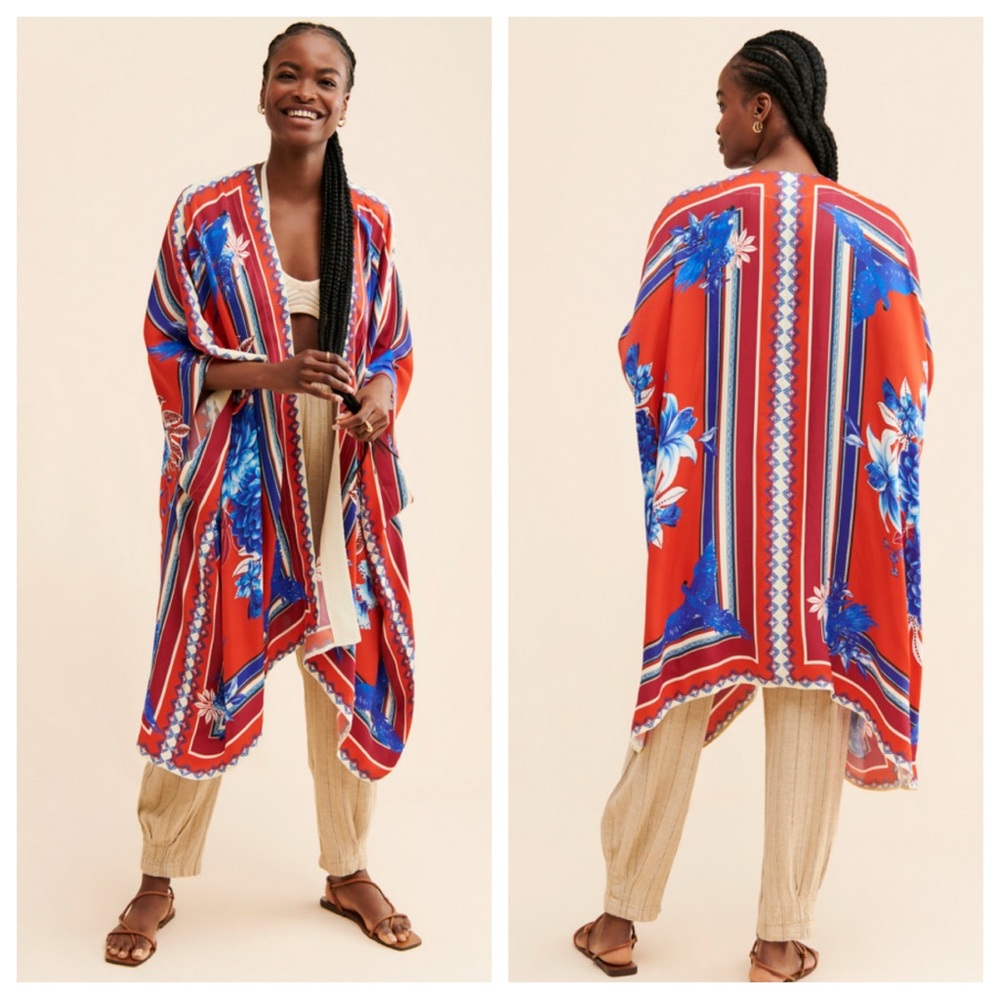 Farm Rio The Macaw Scarf Kimono Cardigan | MEDIUM